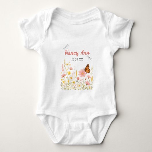 Boho Little Wildflower Aangepaste Baby naam Romper (Voorkant)