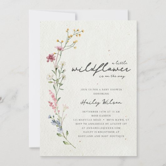 Boho Little Wildflower Baby shower Kaart (Voorkant)