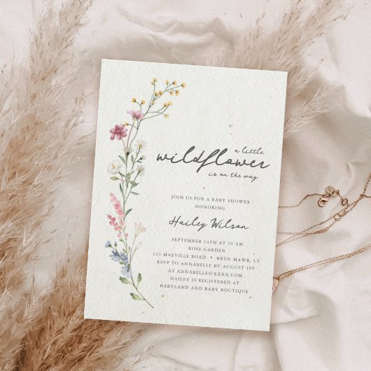 Boho Little Wildflower Baby shower Kaart