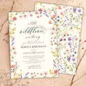 Boho Little Wildflower Chic Script Baby shower Kaart