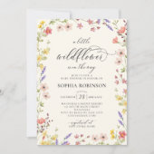 Boho Little Wildflower Chic Script Baby shower Kaart (Voorkant)
