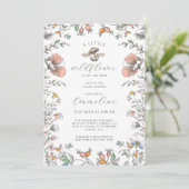 Boho Little Wildflower Girl Baby Shower Invitation Kaart (Staand voorkant)