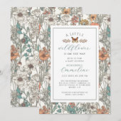 Boho Little Wildflower Meisje Baby shower Uitnodig Kaart (Voorkant / Achterkant)