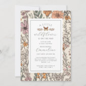 Boho Little Wildflower Meisje Baby shower Uitnodig Kaart (Voorkant)
