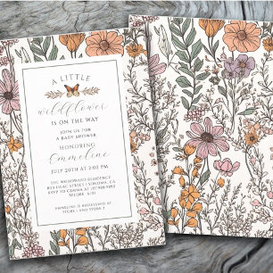 Boho Little Wildflower Meisje Baby shower Uitnodig Kaart