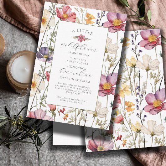 Boho Little Wildflower Meisje Baby shower Uitnodig Kaart