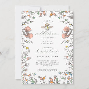 Boho Little Wildflower Meisje Baby Shower Uitnodig Kaart
