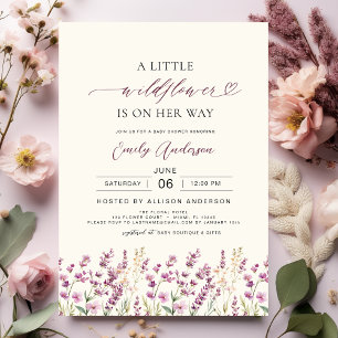 Boho Little Wildflower Paarse Lavendel Baby shower Kaart