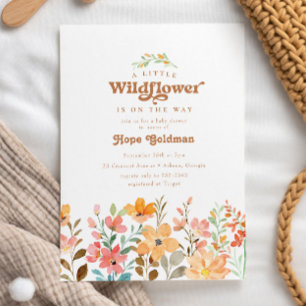Boho "Little Wildflower" Terracotta Baby shower Kaart