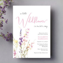 Boho Little Wildflower Waterverf Roze Baby shower