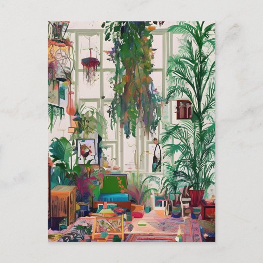 Boho Living Room vol Planten Briefkaart (Voorkant)