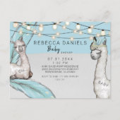 Boho Llama Feather Oh Baby Boy Shower Announge Aankondigingskaart (Voorkant)