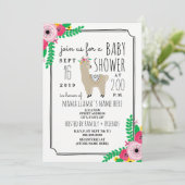 Boho Llama Floral Baby shower Uitnodigen Kaart (Staand voorkant)