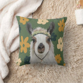 Boho Llama Green Retro Flowers Kussen (Deken)