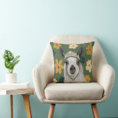 Boho Llama Green Retro Flowers Kussen (Stoel)