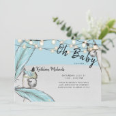 Boho Llama Mama Oh Baby Boy Shower Matte Kaart (Staand voorkant)
