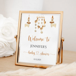 Boho Llama mobiel baby shower Welkom Poster
