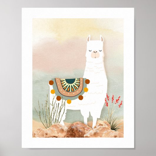 Boho Llama Nursery Poster (Voorkant)