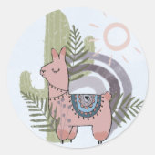 Boho Llama Ronde Sticker (Voorkant)