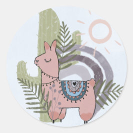Boho Llama Ronde Sticker