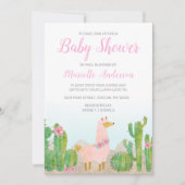 Boho Llama Roze Waterverf Baby shower per post Kaart (Voorkant)