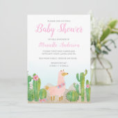 Boho Llama Roze Waterverf Baby shower per post Kaart (Staand voorkant)