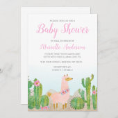 Boho Llama Roze Waterverf Baby shower per post Kaart (Voorkant / Achterkant)