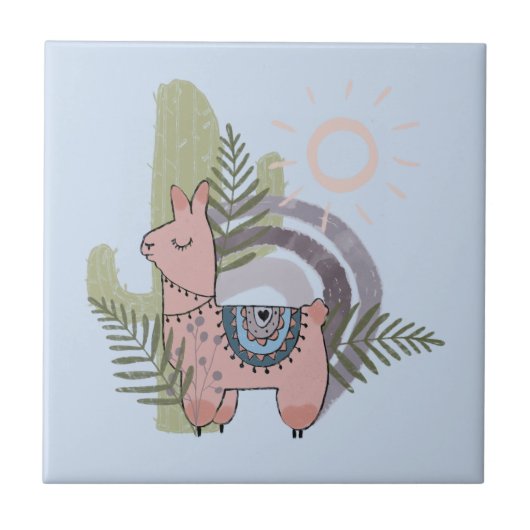 Boho Llama Tegeltje (Voorkant)