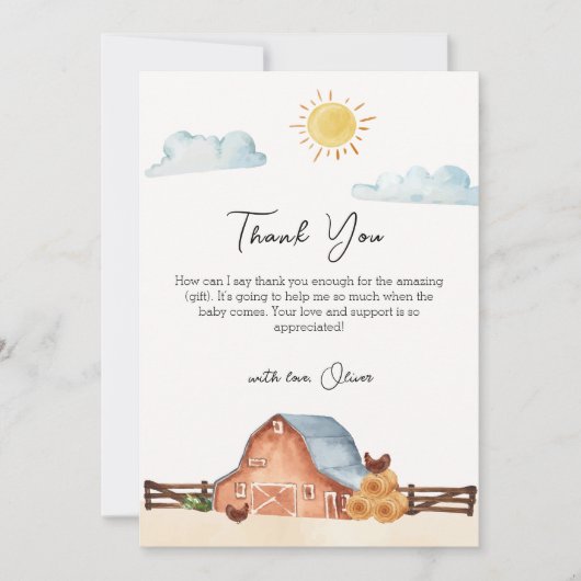  Boho Lokaal geteeld Boerderij Barn Baby shower Bedankkaart (Voorkant)