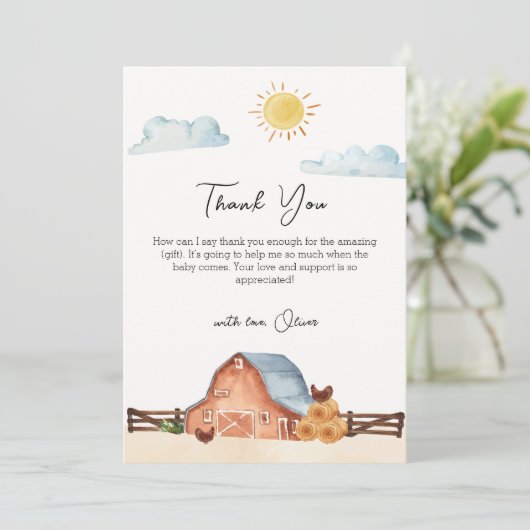  Boho Lokaal geteeld Boerderij Barn Baby shower Bedankkaart (Staand voorkant)
