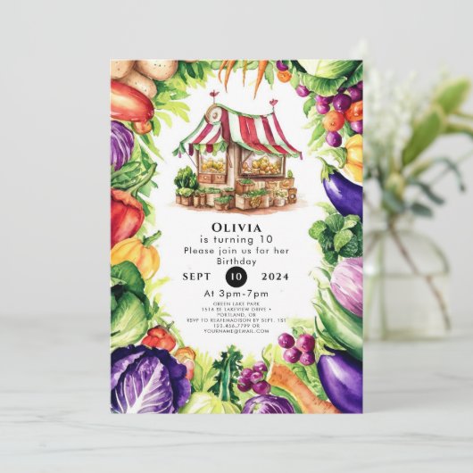 Boho lokaal geteelde boeren markt verjaardag kaart (Staand voorkant)