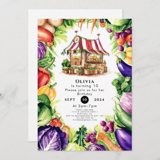 Boho lokaal geteelde boeren markt verjaardag kaart (Voorkant / Achterkant)