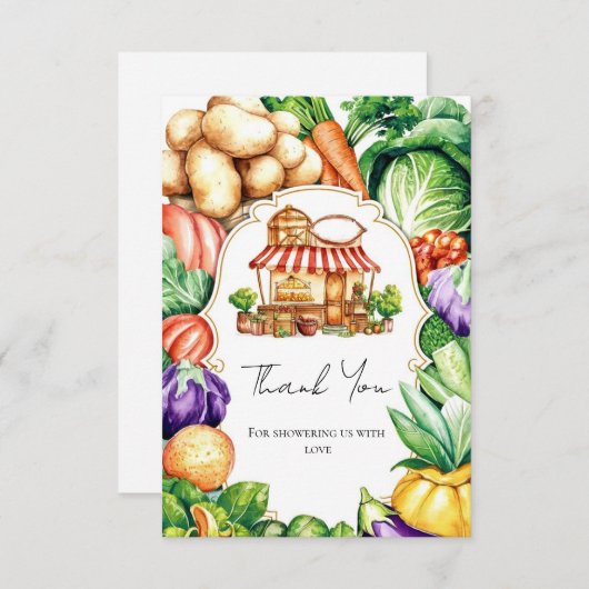 Boho lokaal geteelde boerenmarkt Baby shower Bedankkaart (Voorkant / Achterkant)