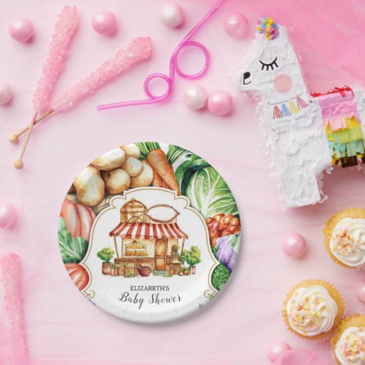 Boho lokaal geteelde boerenmarkt Baby shower Papieren Bordje (Feest)