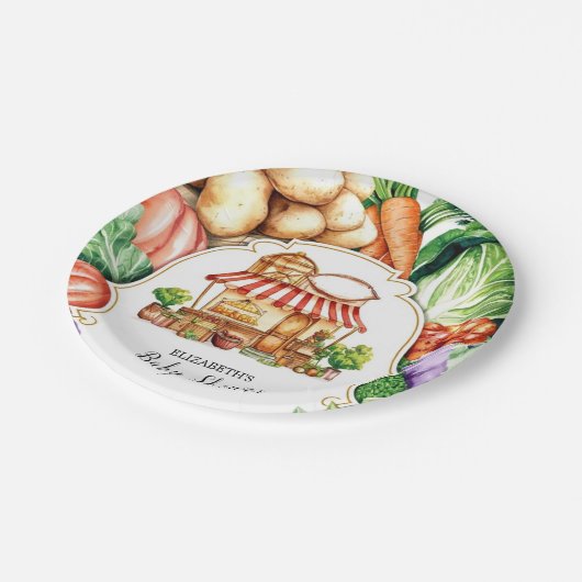 Boho lokaal geteelde boerenmarkt Baby shower Papieren Bordje (Gekanteld)