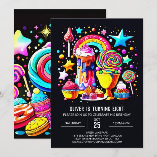 Boho Lollipop Verjaardag Kaart (Voorkant / Achterkant)