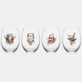 Boho Long Live Cowgirls Stemless Wine Glasses (4) Wijnglas Zonder Voet (Voorkant)