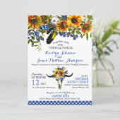 Boho Longhorn Cow Skull Floral Weddenschap Kaart (Staand voorkant)