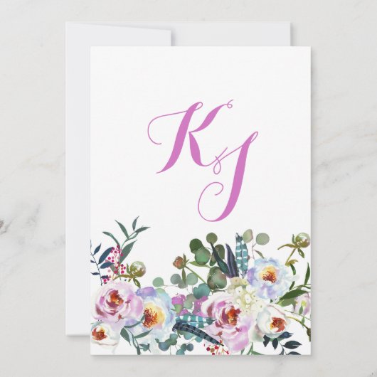 Boho Longhorn Koe Schedel Bloemen Huwelijksuitnodi Kaart (Achterkant)