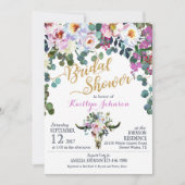 Boho Longhorn Koe Skull Floral Vrijgezellenfeest Kaart (Voorkant)