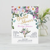 Boho Longhorn Koe Skull Floral Vrijgezellenfeest Kaart (Staand voorkant)
