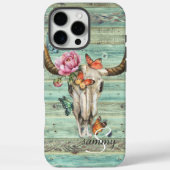 Boho Longhorn Schedel Bloemrijke Monogram Case-Mate iPhone Case (Achterkant)