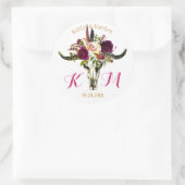 Boho Longhorn schedel Floral Modern Wedding Label (Tas)