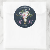 Boho Longhorn schedel Floral Modern Wedding Label (Tas)