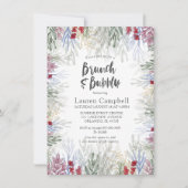 Boho Loofwerk Winter Watercolor Bruidsdouche Kaart (Voorkant)