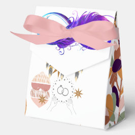 Boho Lotus & Maan Trouwgeschenkdoos met Lint Bedankdoosjes