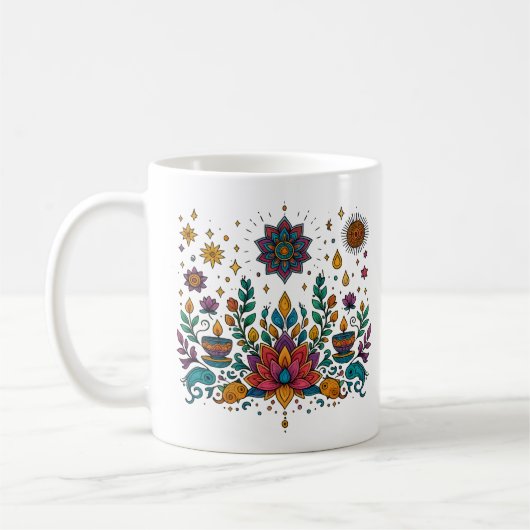 Boho Lotus Mind Meditatie Kunst Koffiemok (Links)