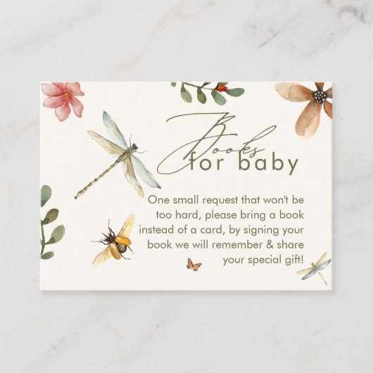 Boho Love Bug Insecten Dragonfly baby shower Informatiekaartje (Voorkant)