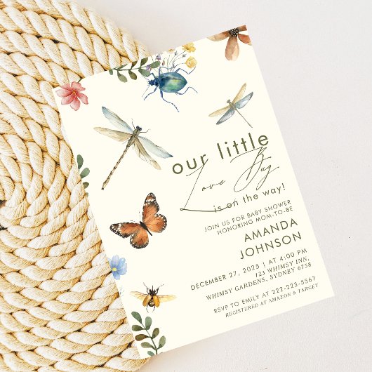 Boho Love Bug Insecten Dragonfly baby shower Kaart
