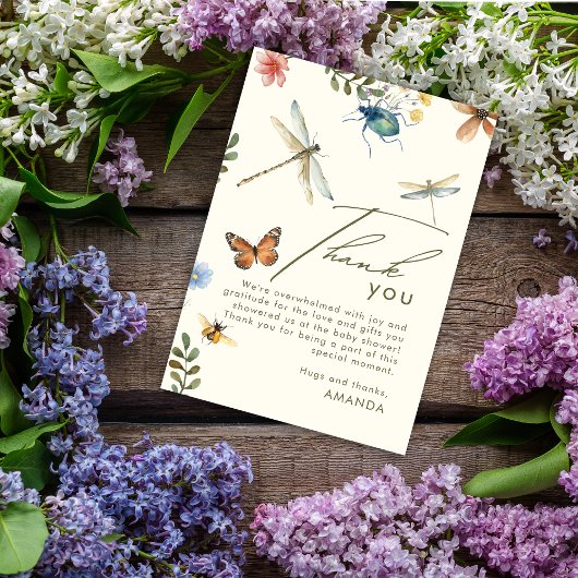 Boho Love Bug Insecten Dragonfly Dank u kaart